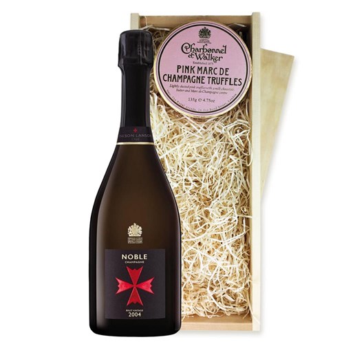 Noble Champagne Brut Vintage 2004 75cl And Pink Marc de Charbonnel Chocolates Box